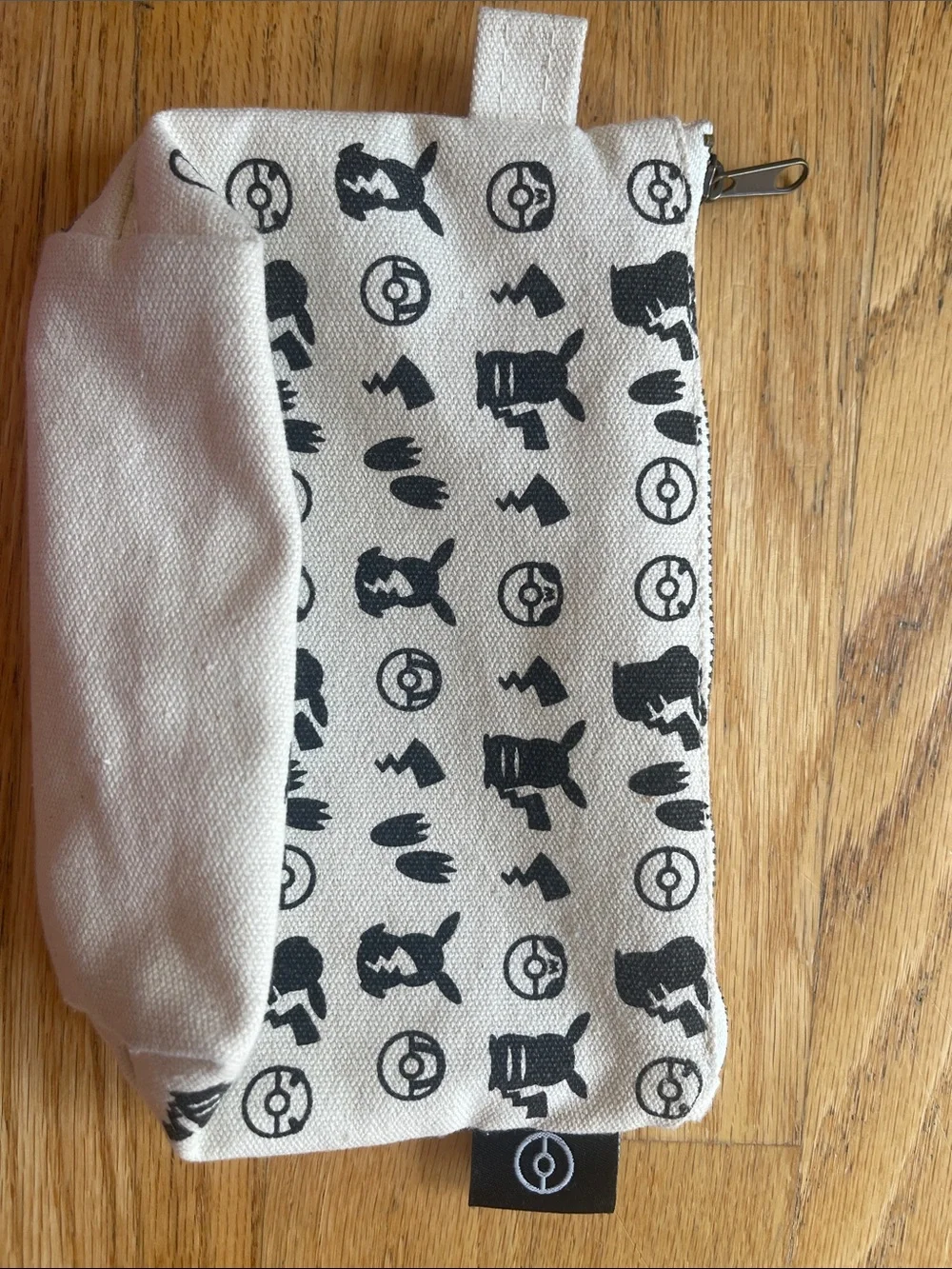 Pikachu Pattern Canvas Pouch - Beige and Black